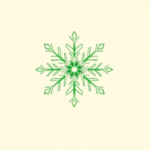 Green Ink Outline Snowflake Tattoo