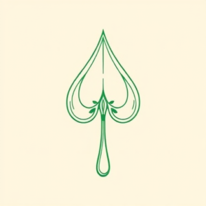 Green Ink Outline Spade Tattoo