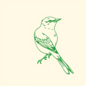 Green Ink Outline Sparrow Tattoo