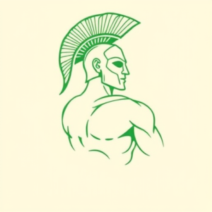 Green Ink Outline Spartan Tattoo
