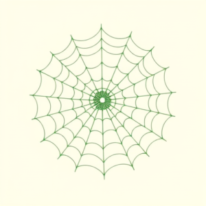 Green Ink Outline Spiderweb Tattoo