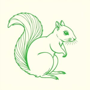 Green Ink Outline Squirrel Tattoo