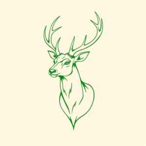 Green Ink Outline Stag Tattoo