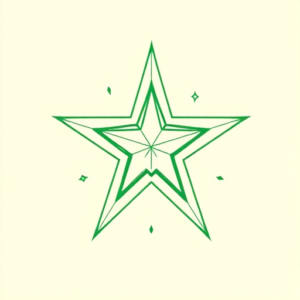 Green Ink Outline Star Tattoo