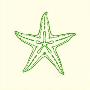 Green Ink Outline Starfish Tattoo