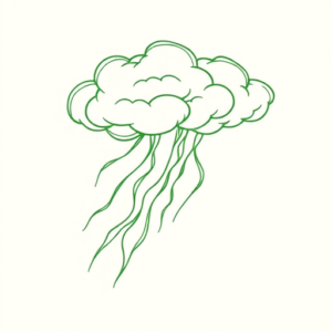 Green Ink Outline Storm Tattoo