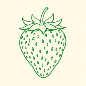 Green Ink Outline Strawberry Tattoo