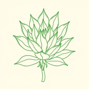 Green Ink Outline Succulent Tattoo
