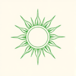 Green Ink Outline Sun Tattoo