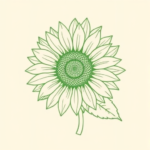 Green Ink Outline Sunflower Tattoo
