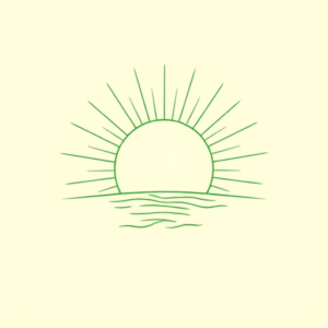 Green Ink Outline Sunrise Tattoo