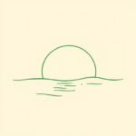 Green Ink Outline Sunset Tattoo