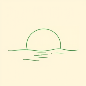 Green Ink Outline Sunset Tattoo