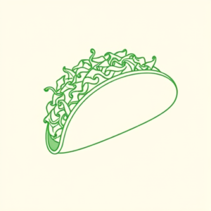 Green Ink Outline Taco Tattoo