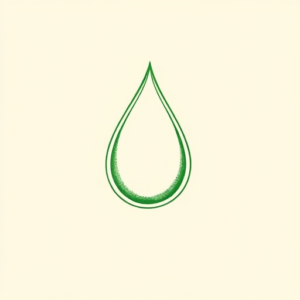 Green Ink Outline Teardrop Tattoo