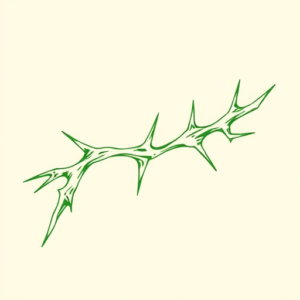 Green Ink Outline Thorn Tattoo