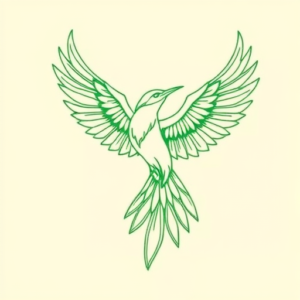Green Ink Outline Thunderbird Tattoo