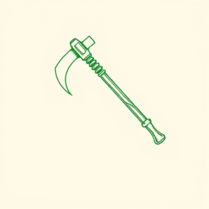 Green Ink Outline Tomahawk Tattoo