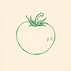 Green Ink Outline Tomato Tattoo