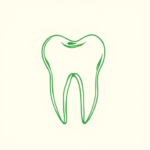 Green Ink Outline Tooth Tattoo