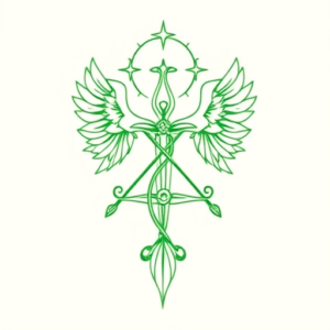Green Ink Outline Trinity Tattoo