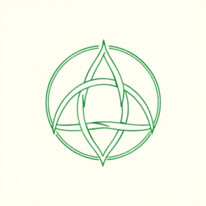 Green Ink Outline Triquetra Tattoo