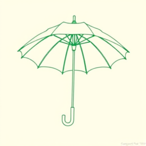 Green Ink Outline Umbrella Tattoo