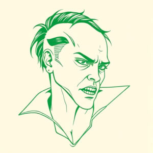 Green Ink Outline Vampire Tattoo