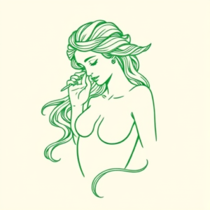 Green Ink Outline Venus Tattoo