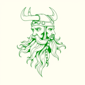 Green Ink Outline Viking Tattoo