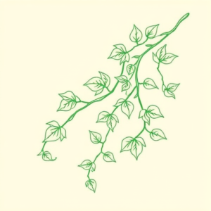 Green Ink Outline Vine Tattoo