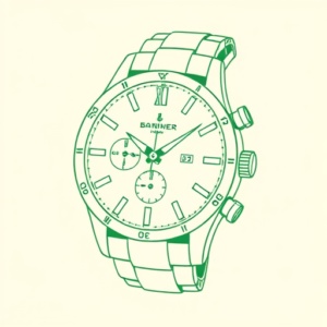 Green Ink Outline Watch Tattoo