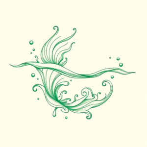 Green Ink Outline Water Tattoo
