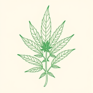 Green Ink Outline Weed Tattoo