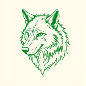 Green Ink Outline Werewolf Tattoo