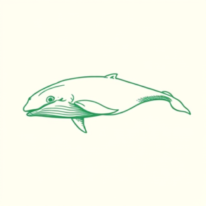 Green Ink Outline Whale Tattoo
