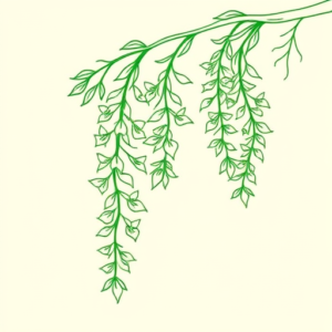 Green Ink Outline Wisteria Tattoo