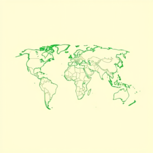 Green Ink Outline World Tattoo