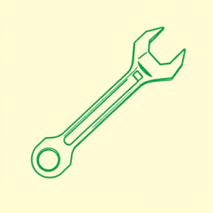 Green Ink Outline Wrench Tattoo