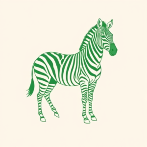 Green Ink Outline Zebra Tattoo