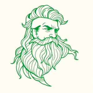 Green Ink Outline Zeus Tattoo