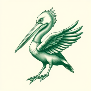 Green Ink Pelican Tattoo