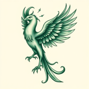 Green Ink Phoenix Tattoo