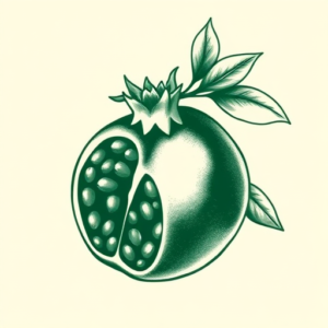 Green Ink Pomegranate Tattoo