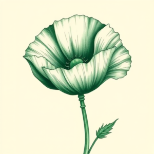 Green Ink Poppy Tattoo