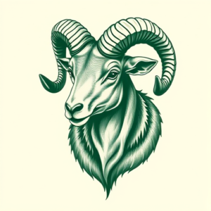 Green Ink Ram Tattoo