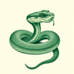 Green Ink Rattlesnake Tattoo