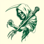 Green Ink Reaper Tattoo