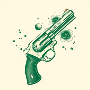 Green Ink Revolver Tattoo