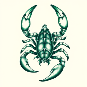 Green Ink Scorpio Tattoo